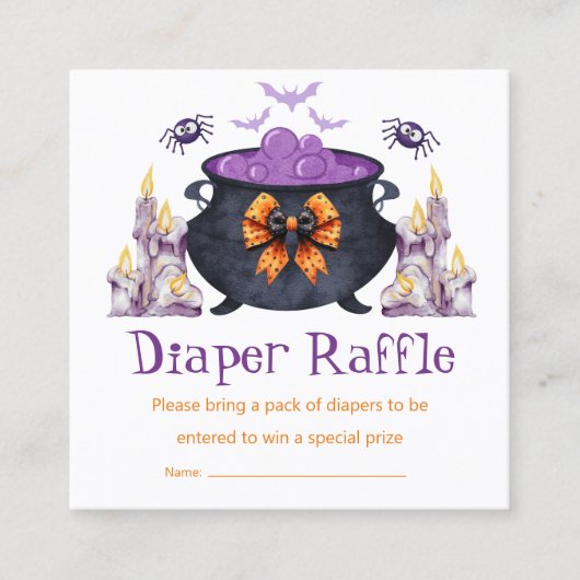 Halloween baby brouwen luier verloting baby shower informatiekaartje (Voorkant)