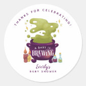 Halloween Baby brouwt Cauldron Baby shower Ronde Sticker (Voorkant)