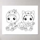Halloween Baby Cat Dragon Kostuum Kleurplaat Poster (Voorkant)