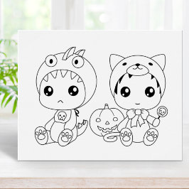 Halloween Baby Cat Dragon Kostuum Kleurplaat Poster