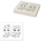 Halloween Baby Cat Dragon Kostuum Kleurplaat Rubberstempel (Gestempeld)
