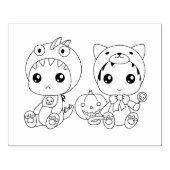 Halloween Baby Cat Dragon Kostuum Kleurplaat Rubberstempel (Afrduk)