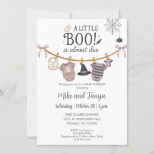 Halloween baby clothesline gender reveal invite. kaart