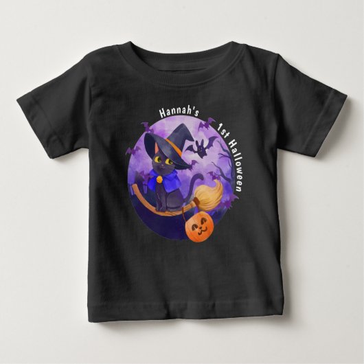 Halloween Baby Cute Cat Witch Persoonlijke naam (Voorkant)
