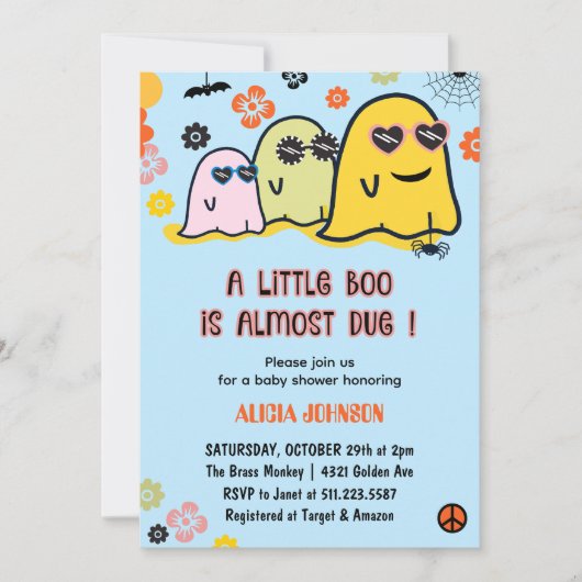 Halloween Baby Douche Uitnodigingen Little Boo (Voorkant)