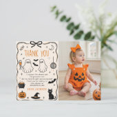 Halloween Baby foto Bedankkaart (Staand voorkant)
