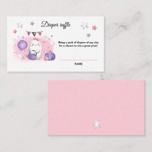 Halloween Baby Girl Shower Diaper Raffle Kaart (Voorkant / Achterkant)