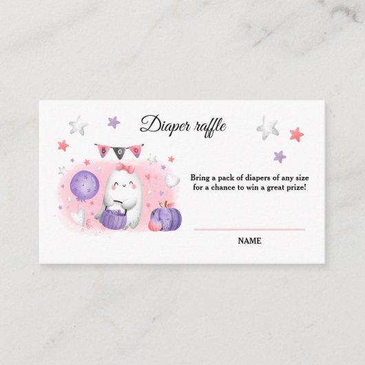 Halloween Baby Girl Shower Diaper Raffle Kaart (Voorkant)