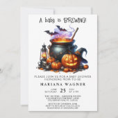 Halloween Baby Is Brewing Baby Shower Kaart (Voorkant)