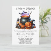 Halloween Baby Is Brewing Baby Shower Kaart (Staand voorkant)