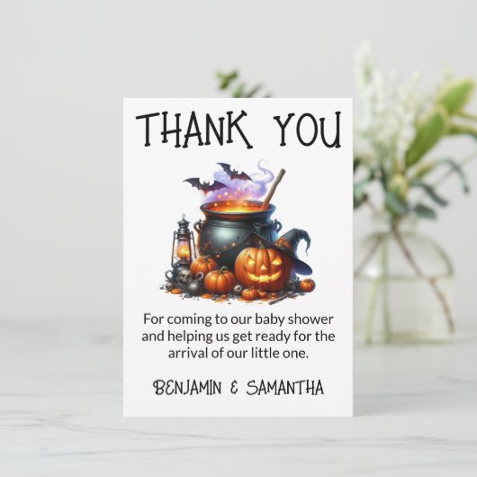 Halloween Baby is Brewing Shower Dank u kaart (Staand voorkant)