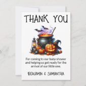 Halloween Baby is Brewing Shower Dank u kaart (Voorkant)