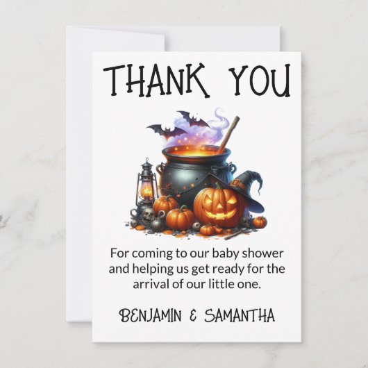 Halloween Baby is Brewing Shower Dank u kaart (Voorkant)