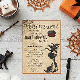 Halloween Baby is Brewing Shower per Mail Witch Kaart