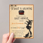 Halloween Baby is Brewing Witch Baby shower Acryl Uitnodigingen (Insitu (Draagbaar))