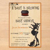 Halloween Baby is Brewing Witch Baby shower Acryl Uitnodigingen (Voorkant)