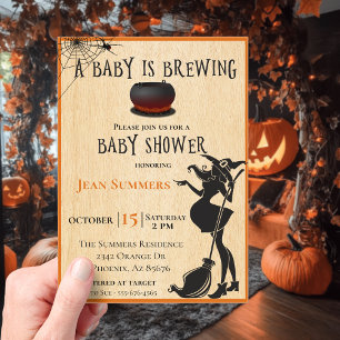Halloween Baby is Brewing Witch Baby shower Acryl Uitnodigingen