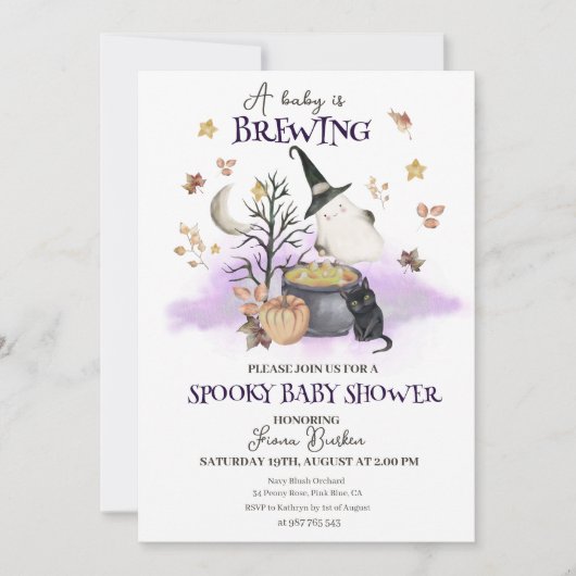 Halloween Baby is het brouwen van Baby shower Kaart (Voorkant)