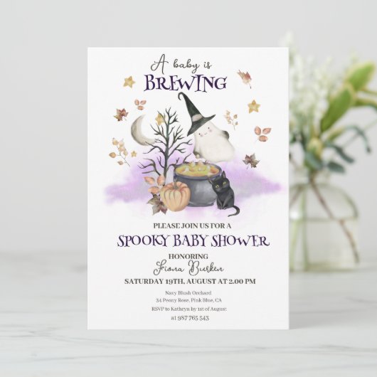 Halloween Baby is het brouwen van Baby shower Kaart (Staand voorkant)
