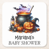 Halloween Baby is het brouwen van Baby shower Kartonnen Onderzetters (Voorkant)