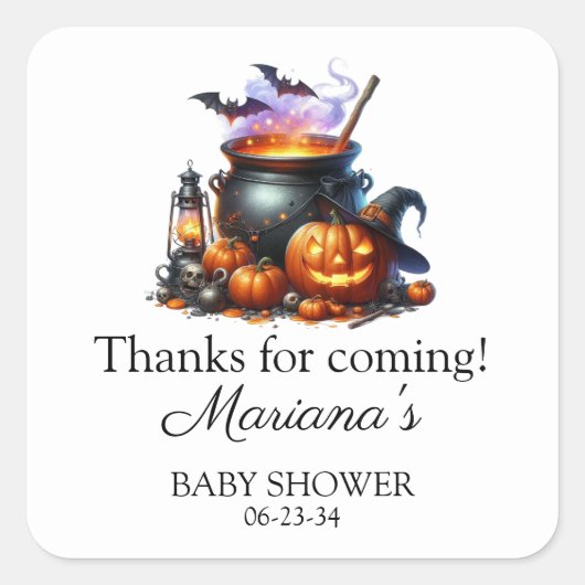 Halloween Baby is het brouwen van Baby shower Vierkante Sticker (Voorkant)