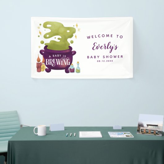 Halloween Baby is het brouwen van douche welkom Spandoek (Beurs)