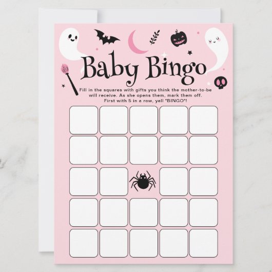 Halloween Baby Meisje Douche Baby Bingo Game Kaart (Voorkant)