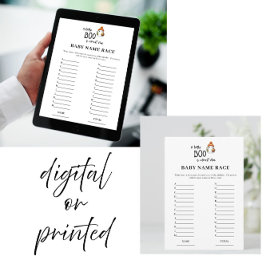 Halloween Baby Naam Race Baby shower Game Kaart