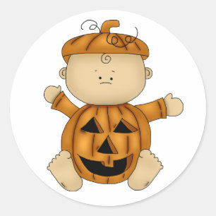 Halloween baby pompoen ronde sticker