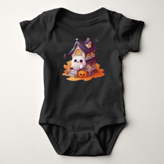 Halloween baby schattig spookhuis romper (Voorkant)
