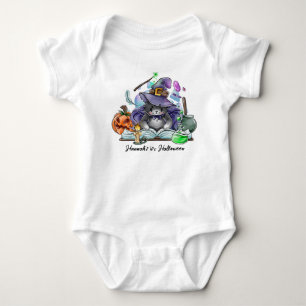 Halloween Baby Schattige Kat Heks Gepersonaliseerd Romper