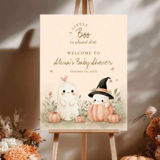 Halloween Baby Shower A Little Boo Is Due Welcome Poster