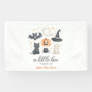 Halloween Baby Shower Achtergrond Een Klein Boe Is Spandoek