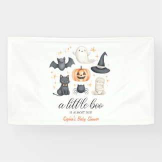 Halloween Baby Shower Achtergrond Een Klein Boe Is Spandoek
