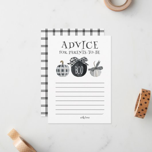 Halloween Baby shower Advies voor aanstaande ouder Notitiekaartje (Voorkant / Achterkant in situ)