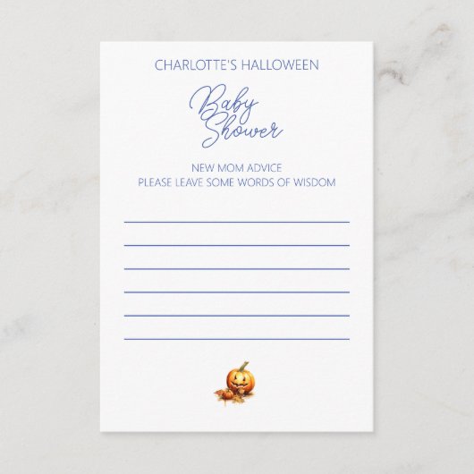 Halloween Baby shower Advies Vul formulier in Informatiekaartje (Voorkant)