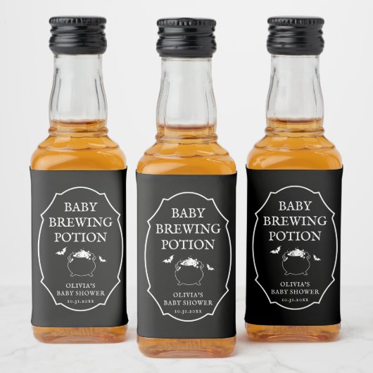 Halloween Baby Shower Baby Brewing Potion Likeurfles Etiket (Flessen)