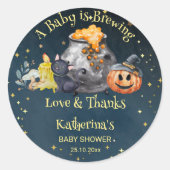 Halloween baby shower baby brouwt gunst ronde sticker (Voorkant)