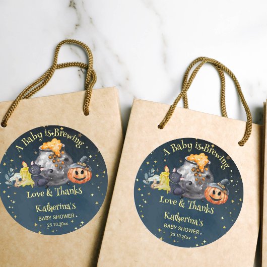 Halloween baby shower baby brouwt gunst ronde sticker