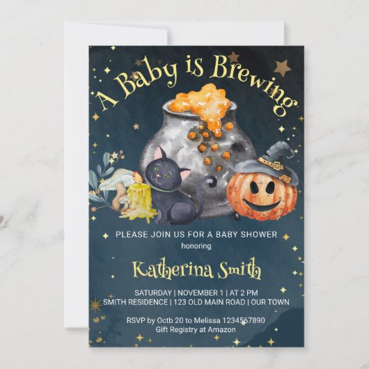 Halloween baby shower baby brouwt kaart (Voorkant)