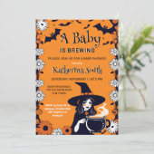 Halloween baby shower baby brouwt kaart (Staand voorkant)
