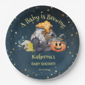 Halloween baby shower baby brouwt papieren bordje (Voorkant)
