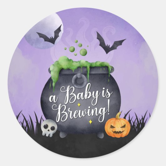 Halloween Baby shower Baby is Sticker brouwen (Voorkant)