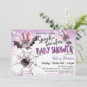 Halloween Baby shower, Bats uitnodiging (Staand voorkant)