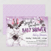 Halloween Baby shower, Bats uitnodiging (Voorkant / Achterkant)