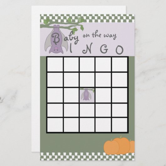 Halloween Baby shower Bingo (Voorkant / Achterkant)