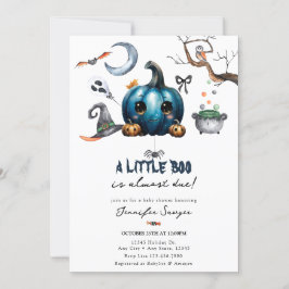 Halloween-Baby shower | Blauwe pompoen Kaart