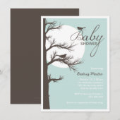 Halloween Baby shower Blue Brown Bird Moon Kaart (Voorkant / Achterkant)