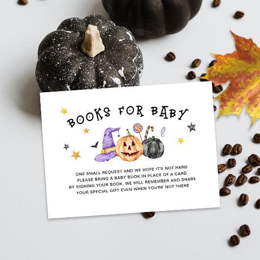 Halloween Baby shower boek Informatiekaartje