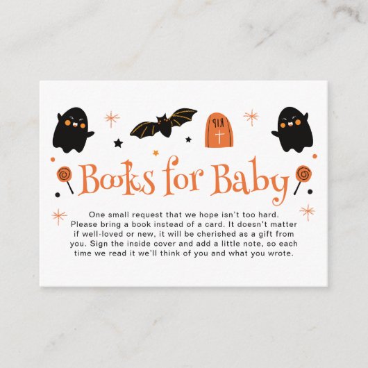 Halloween Baby shower Boeken voor Baby Informatiekaartje (Voorkant)